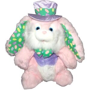 15" Plush Tb Trading Pink Easter Bunny Jellybean Ears Purple Hat Soft Toy